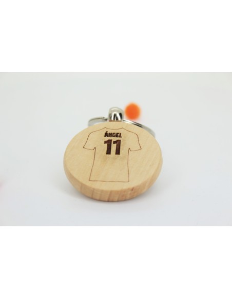 Llaveros de madera personalizados con número y dorsal jugador