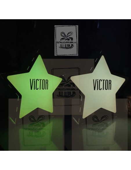 Lampara personalizada led infantil quitamiedos con forma de estrella de DETALLESORIGINAL.es diseño exclusivo. Verde