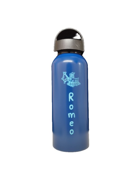 botella de agua personalizada de aluminio de 800ml color azul marino con cierre de rosca hermático