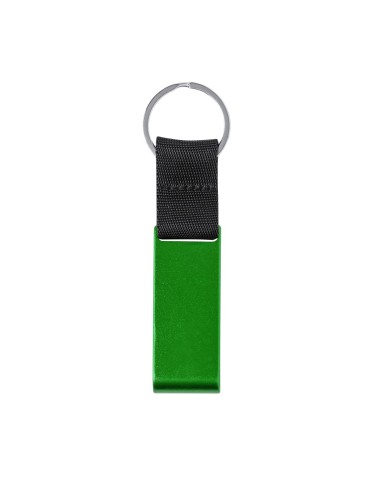 Llavero abridor y soporte para móvil de aluminio reciclado personalizado color verde
